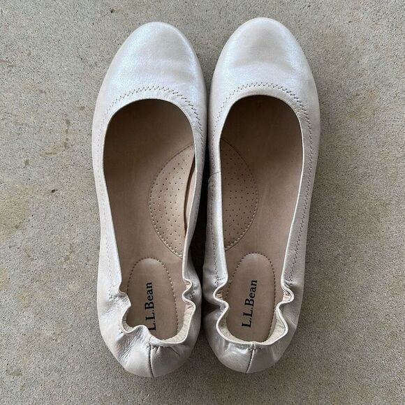 L.L. Bean Leather Metallic Flats Women’s Size 9.5 - Picture 3 of 7
